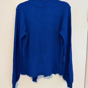 New York & Company Blue Ribbed Knit Top